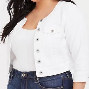 Torrid - COLLARLESS CROP DENIM JACKET